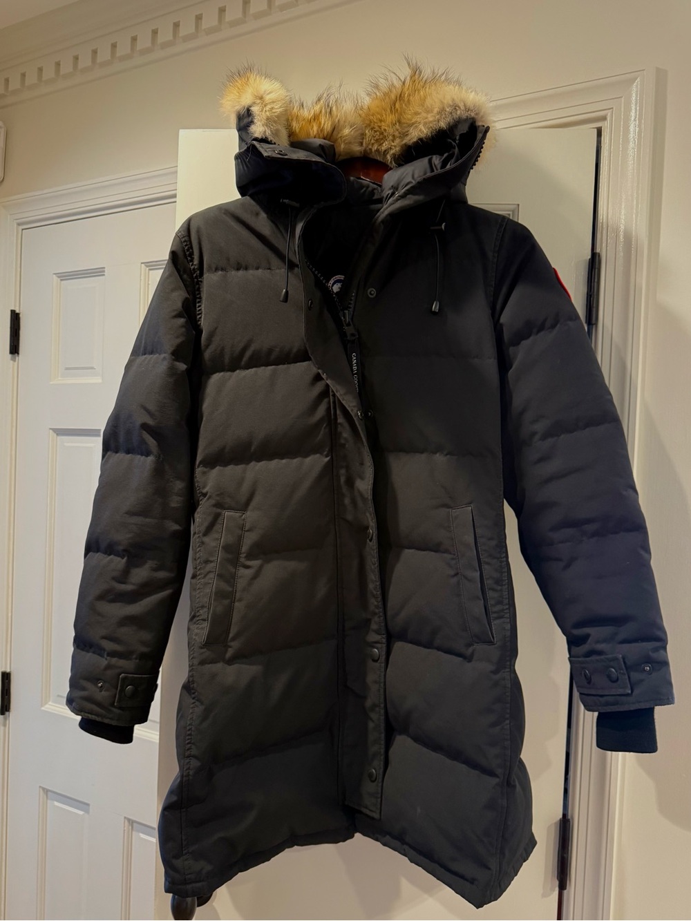 Canada Goose Black Long Down Parka with Fur-Trim Hood